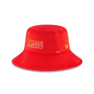 Red Kansas City Chiefs Hat - New Era NFL Official Summer Sideline Stretch Bucket Hat USA7684325